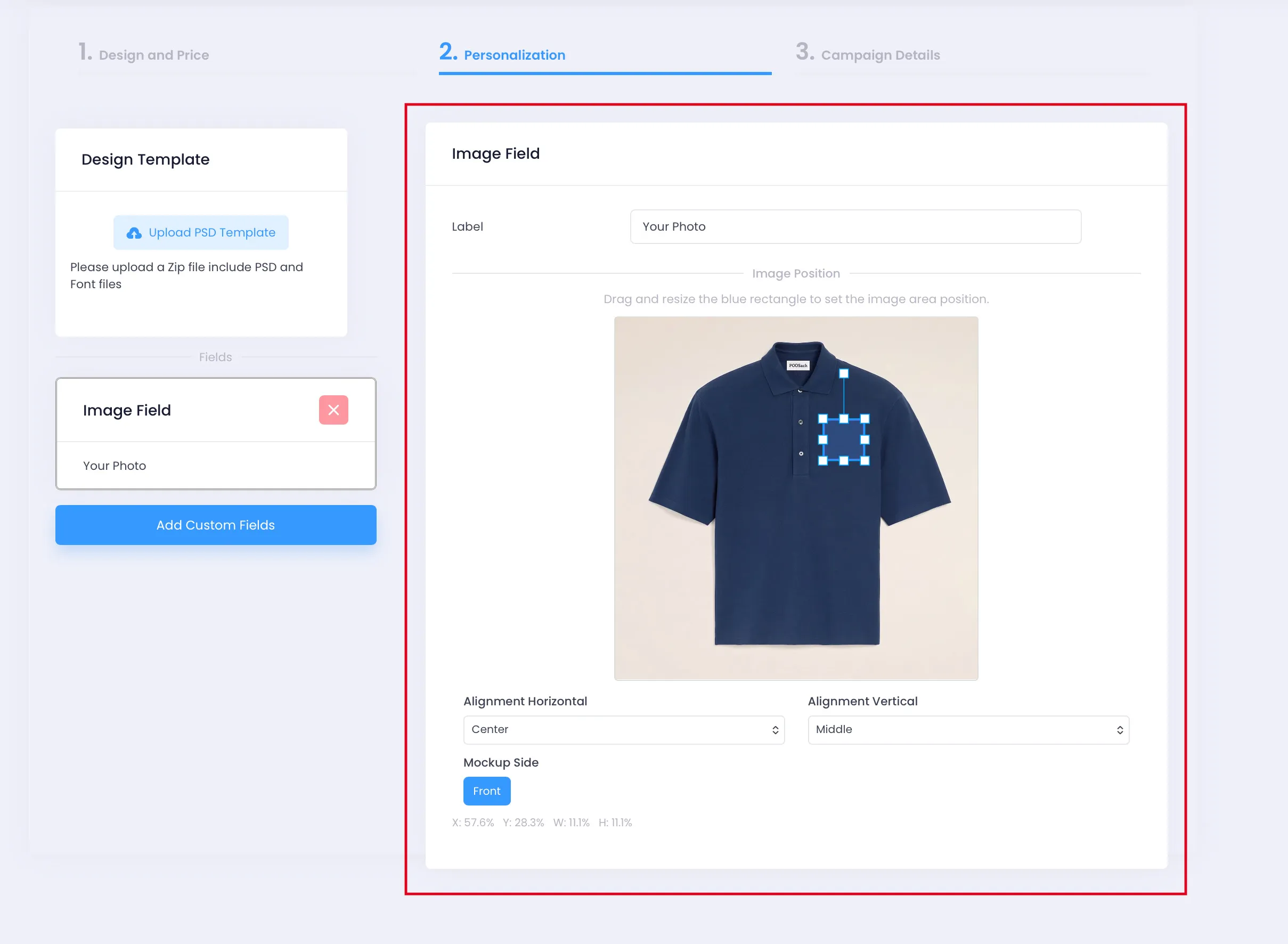 Configure display settings for the Image Field
